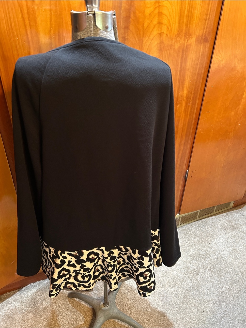 SHEIN Black Tunic with Leopard-Print Trim - Picture 2 of 3